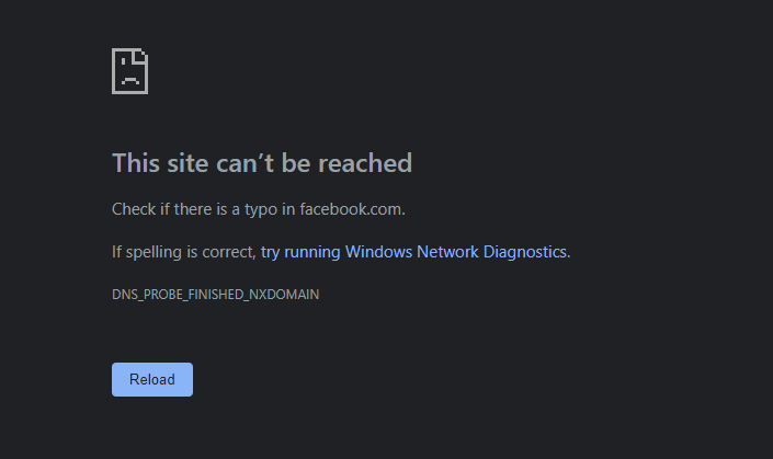 Ошибка при входе на сайт Facebook