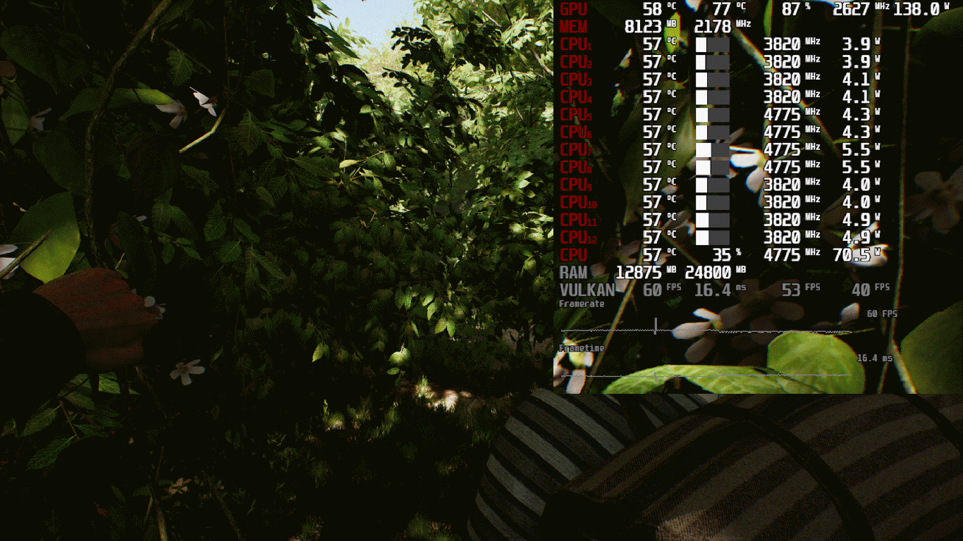 Финальный отрезок тестовой сцены—сток