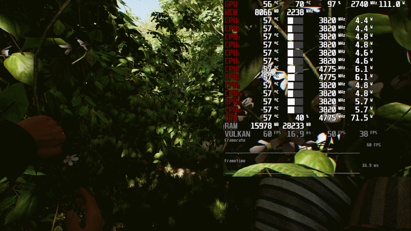 Финальный отрезок тестовой сцены—тюн